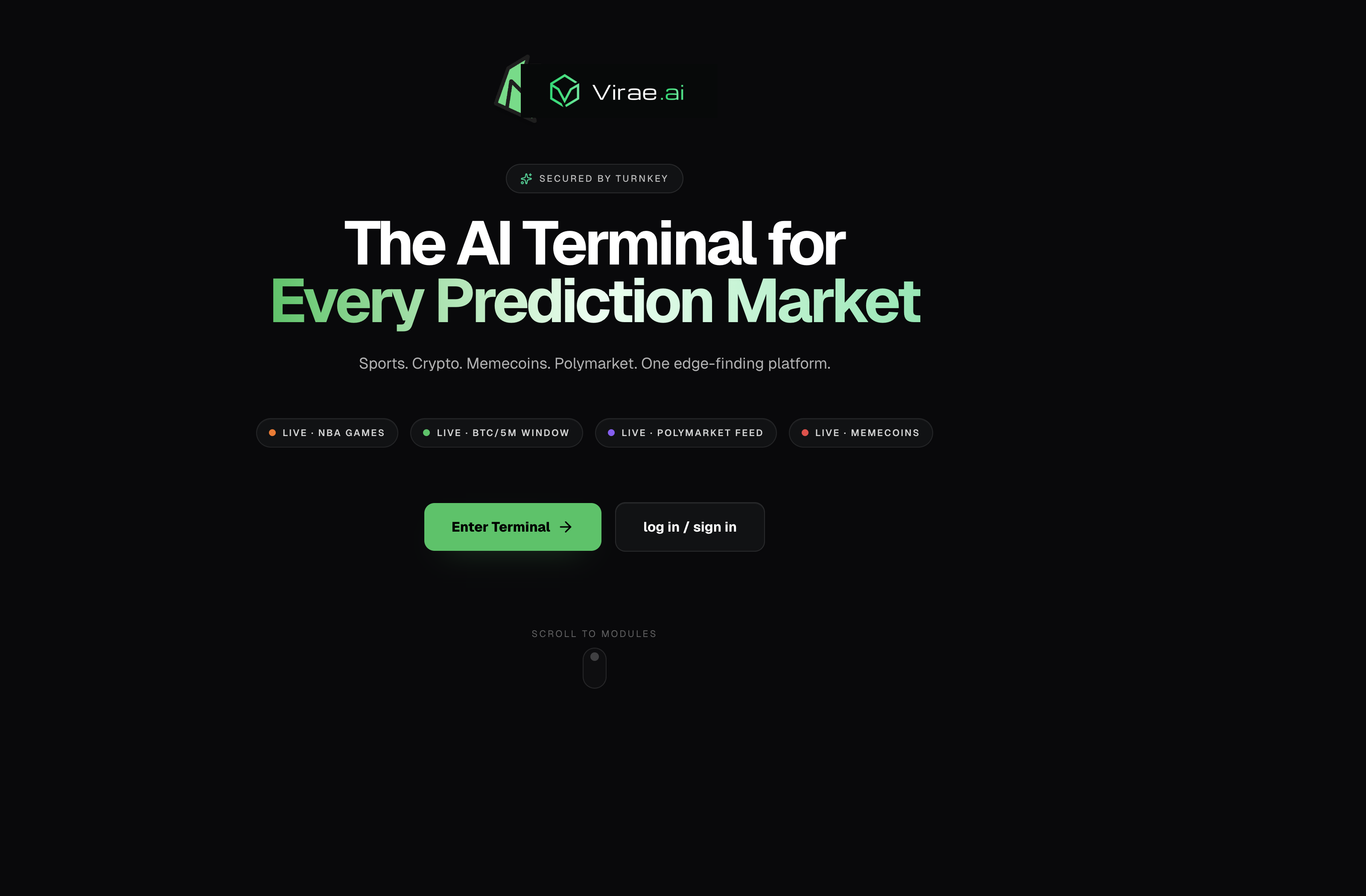 Virae web landing page overview