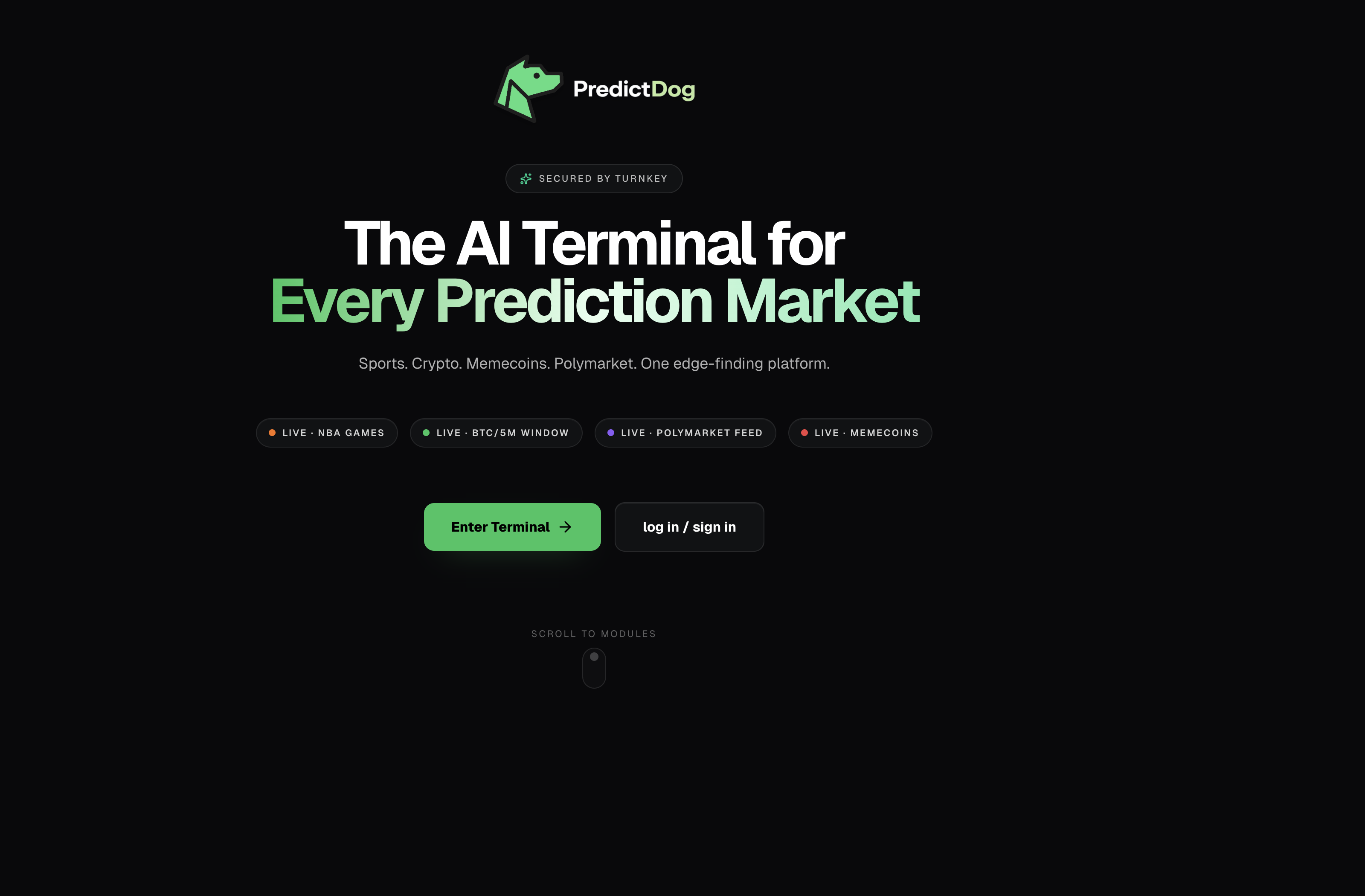 PredictDog web landing page overview