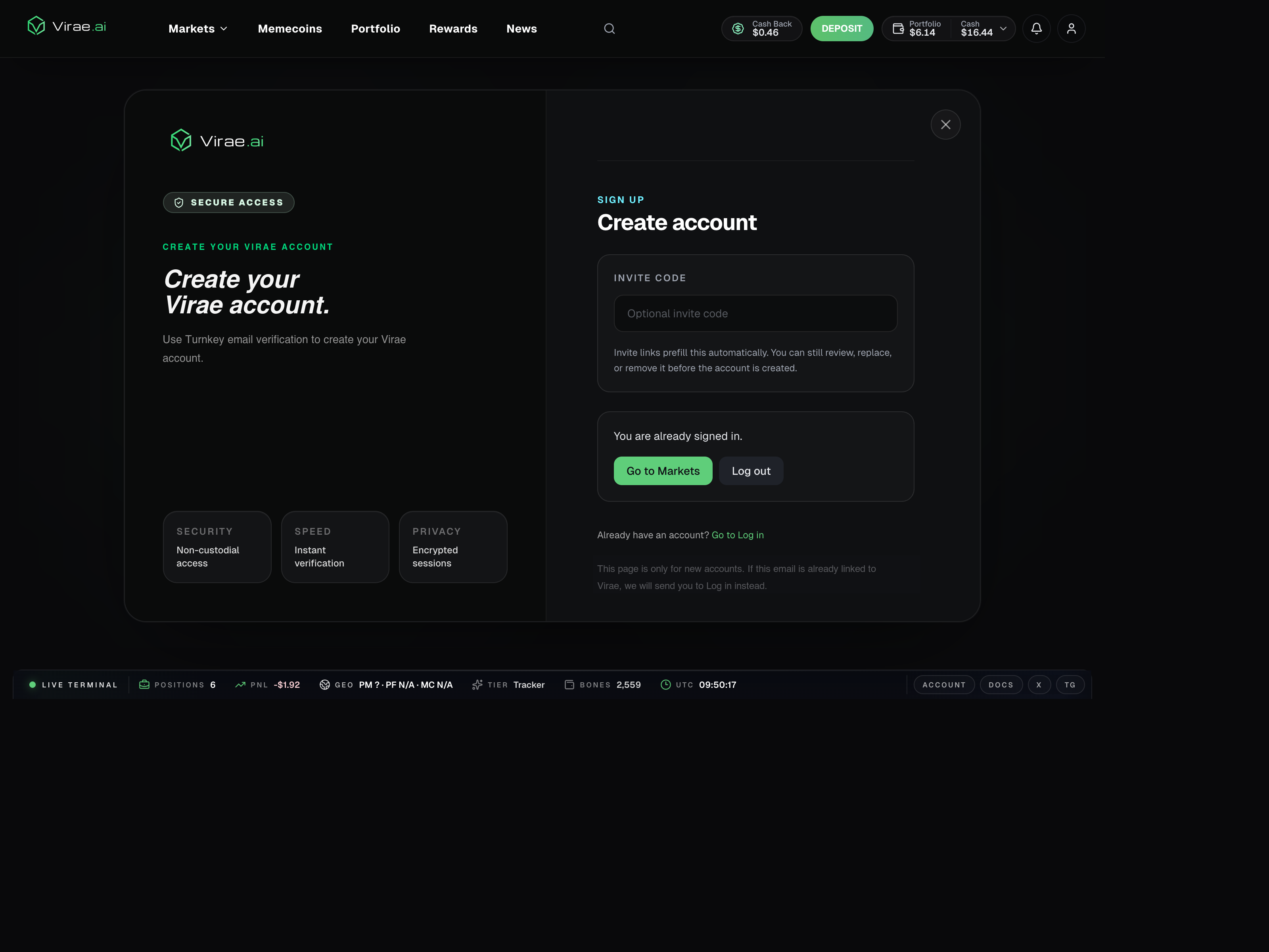 Virae signup flow